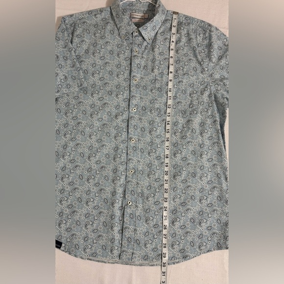 Southern Proper Men’s Paisley Shirt Casual Short Sleeve Button Down Blue Large - Picture 9 of 12
